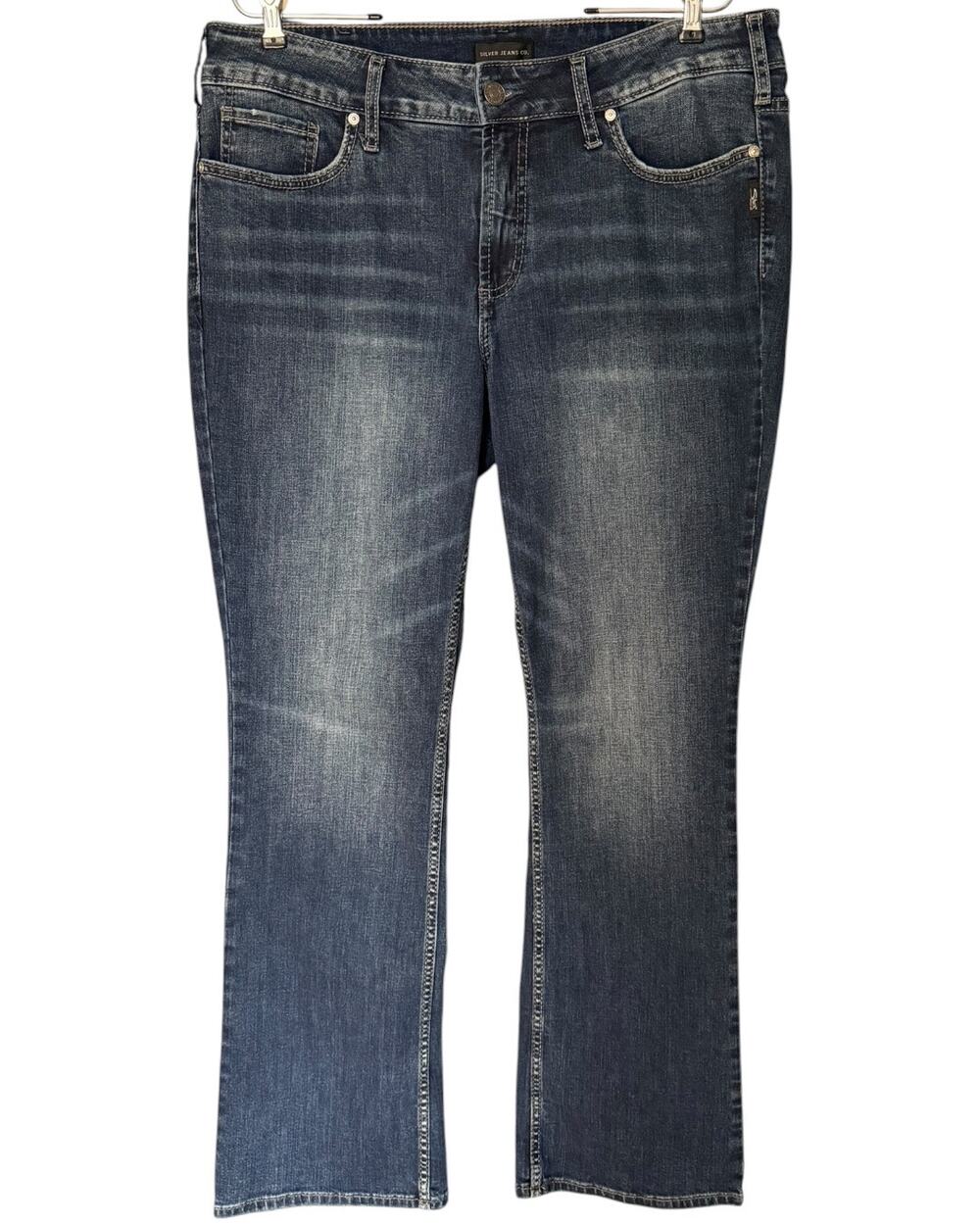 Silver Jeans Suki Slim Boot Jeans Women's 16W Indigo Wash Curvy Stretch Mid-Rise
